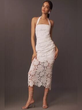 Delfi Collective Galina Halter Lace Eyelet Midi Dress